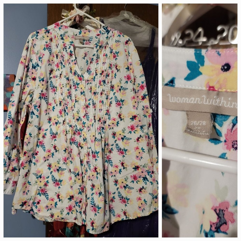 Like New 3/4 Length Sleeve Floral Top